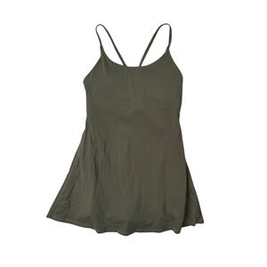 Nicole Miller Sport Athleisure Tennis Dress Built In Shorts Olive Green Size M